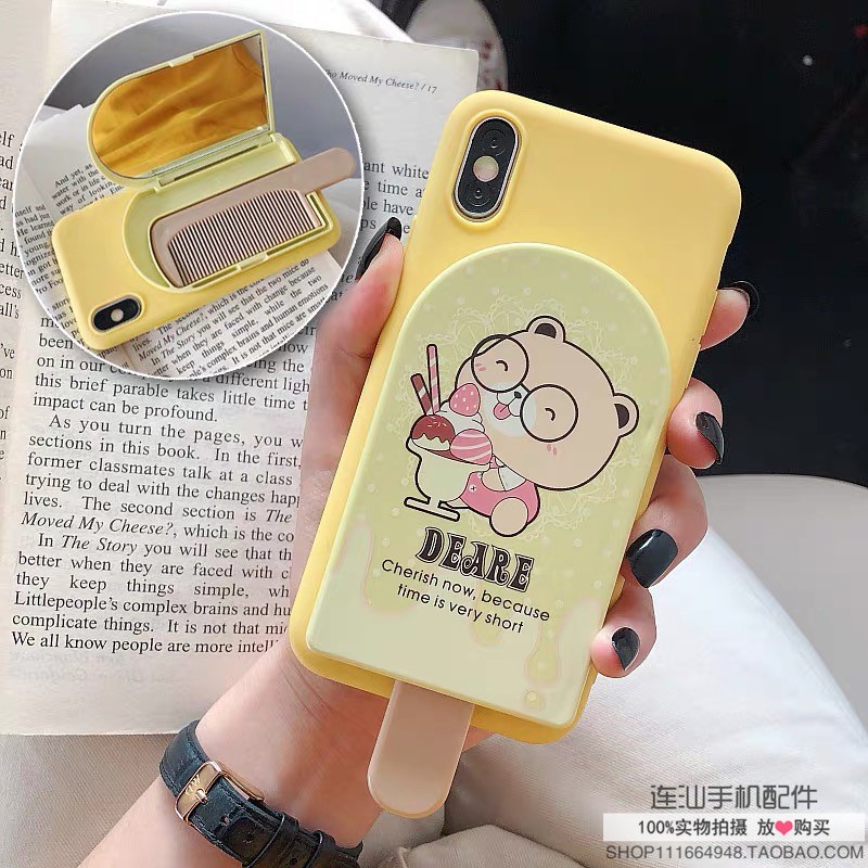 Ốp Điện Thoại Họa Tiết Hoạt Hình Kèm Gương Soi Cho iphone7 8 x xs xr xs max 11 12 13 pro max