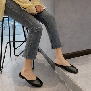 Dép Mules Mũi Vuông Đế Thấp 2cm
