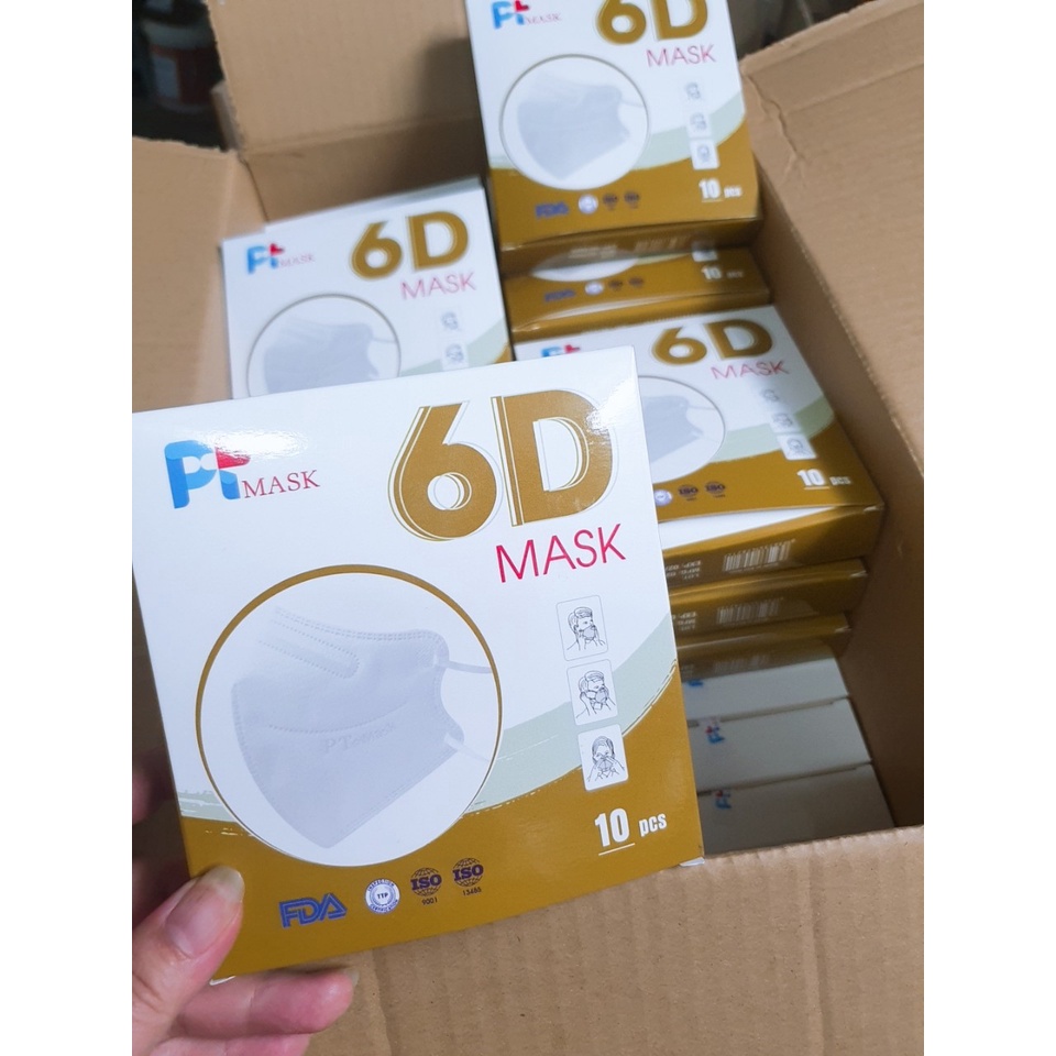 Sỉ thùng 500 cái khẩu trang 6D PT chính hãng Phương Tuyến màu xám, trắng, đen- Tân Bình