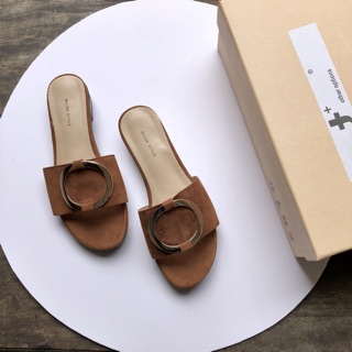 Dép thời trang da lộn khoá tròn cao 2cm