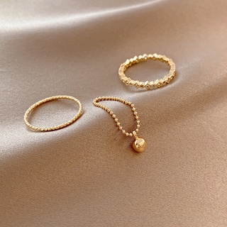 Set nhẫn nữ 3 chiếc basic màu vàng Gold Miênn