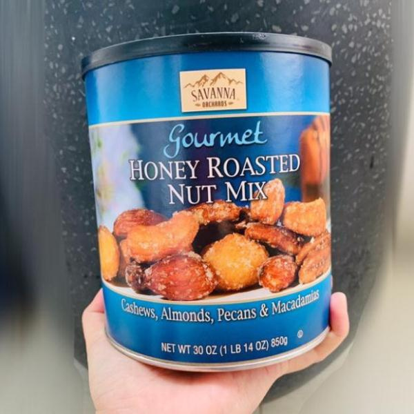 Hạt tổng hợp tẩm mật ong Savanna Orchard Honey Roasted Nut Mix 850g #Hộp_xanh: gồm Điều - Hạnh Nhân - Hồ Đào - Macca