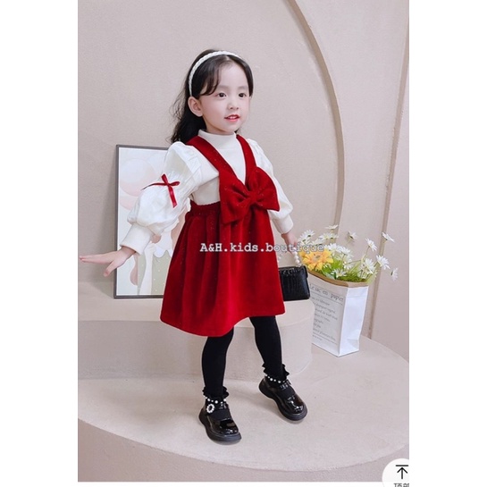 váy nhung tuyết + áo trong cho bé (ah)