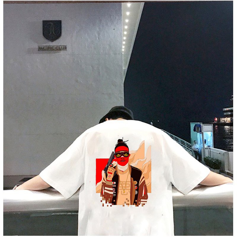 Áo thun unisex độc lạ phong cách Nhật Bản form rộng vải dày mịn 2019T1876