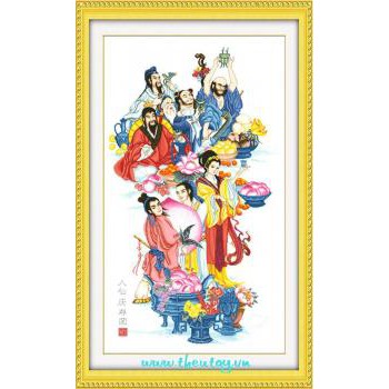 Tranh Thêu Chữ Thập Bát Tiên Dự Tiệc Bàn Đào PC93A (KHÁCH TỰ THÊU) KT:78X132CM