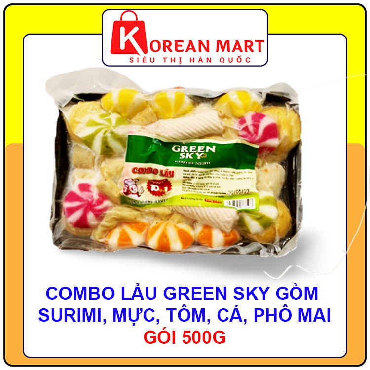 Combo viên thả lẩu tokbokki 10 trong 1 Greensky gói 500g
