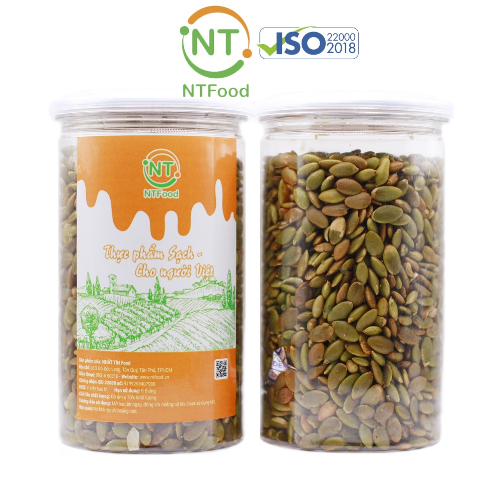 [Mã BMBAU50 giảm 7% đơn 99K] Hạt bí xanh rang mộc NTFood hủ pet 450 Gr - Nhất Tín Food