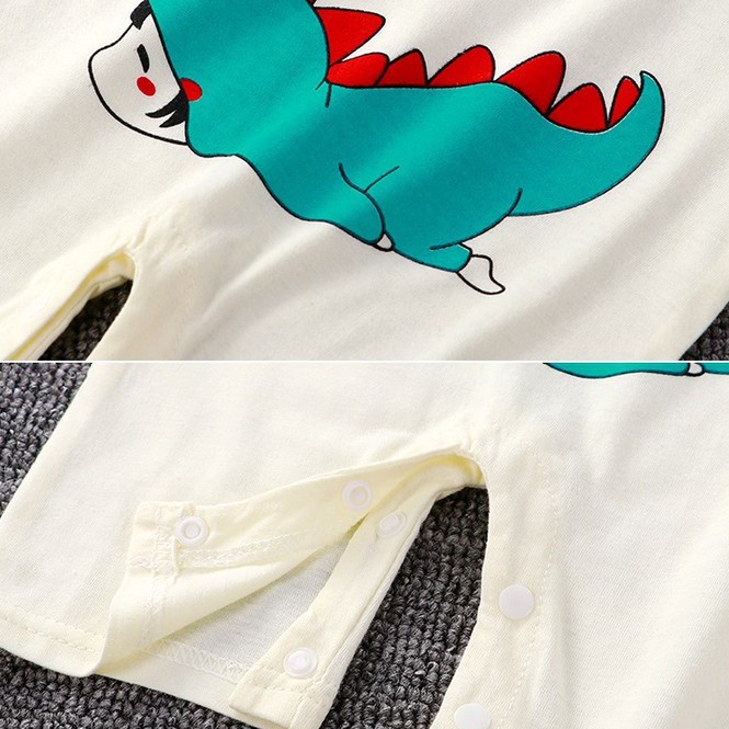 Bộ áo liền quần dài tay chất liệu cotton in hoạt hình dễ thương cho bé