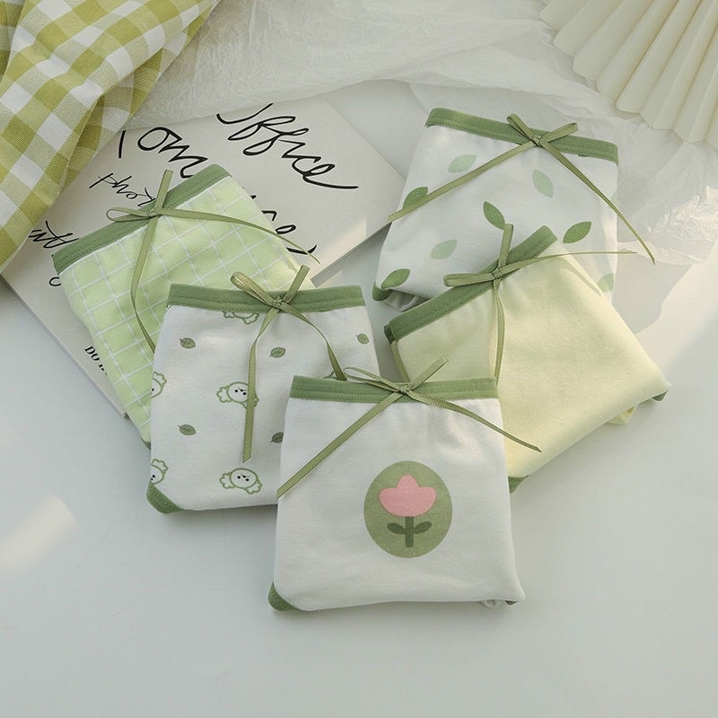 QUẦN LÓT COTTON XANH ĐÍNH NƠ 299