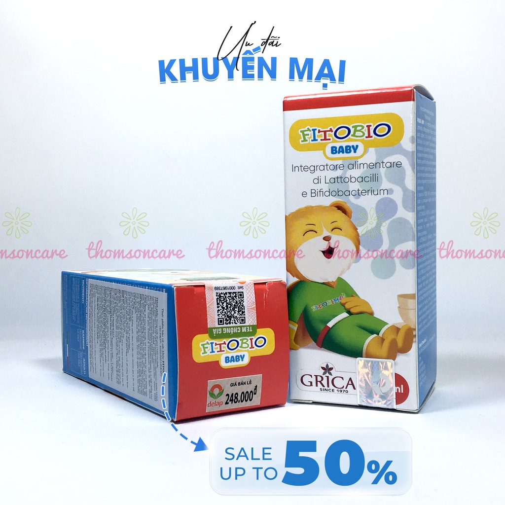 Men vi sinh Fitobio baby, bổ sung lợi khuẩn Probiotics cho bé từ sơ sinh, ổn định tiêu hóa, giảm táo bón, khó tiêu