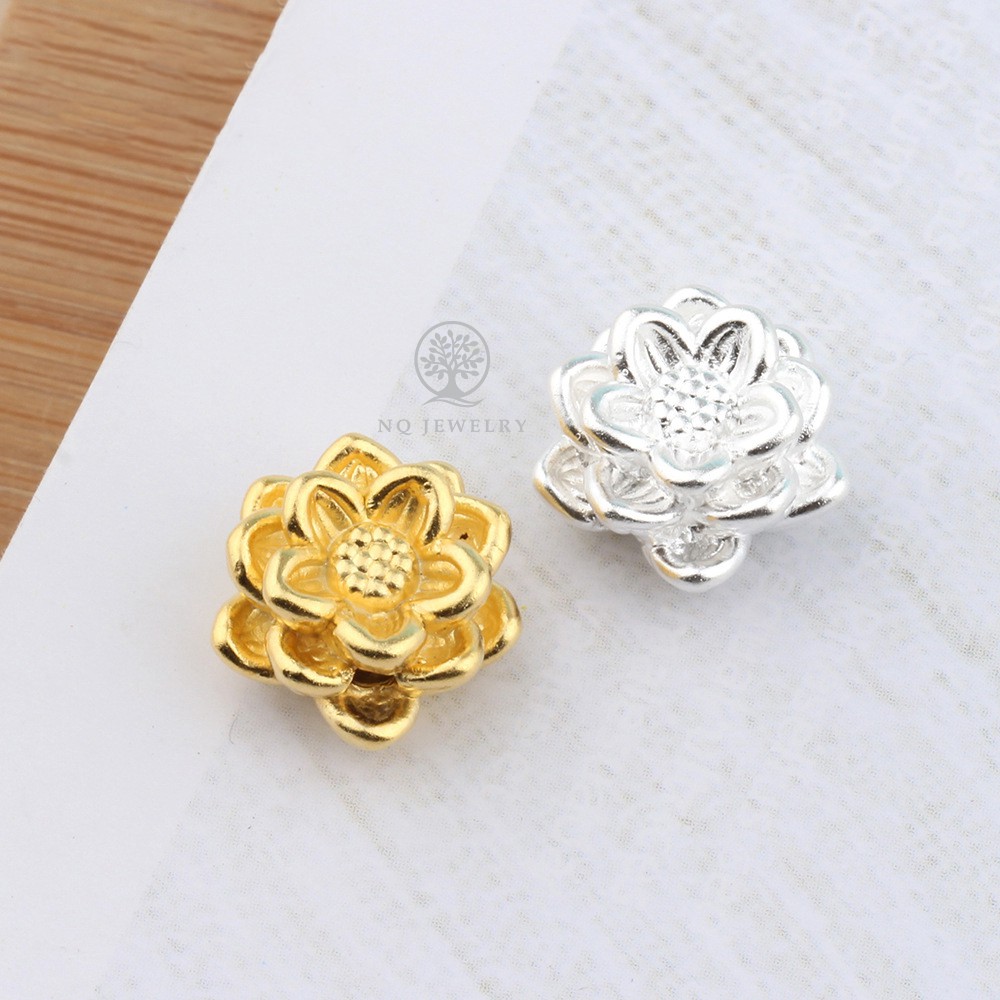 [Charm HOT] Charm hoa sen xỏ ngang 3D -Charm bạc thái hình hoa sen xỏ ngang siêu đẹp