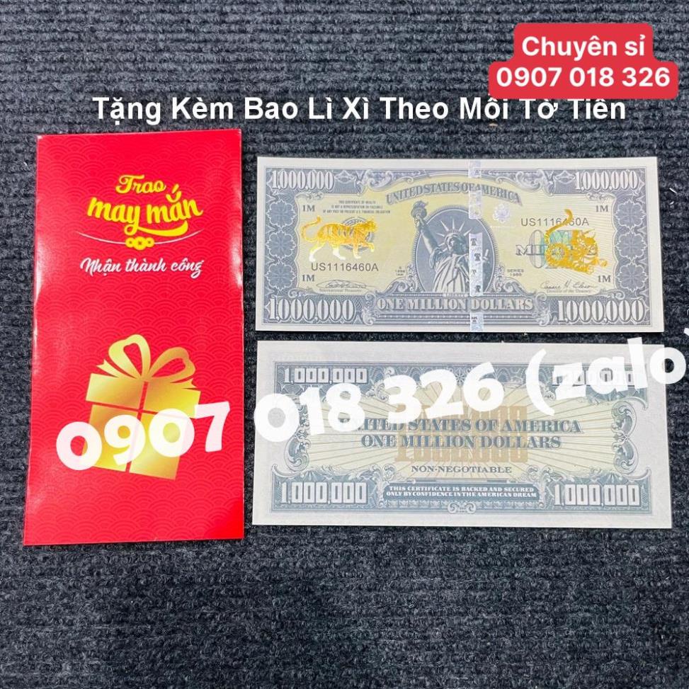 Tờ tiền 1 triệu đô Mỹ 12 con giáp mạ vàng, có bảo an phát quang, tặng bao lì xì