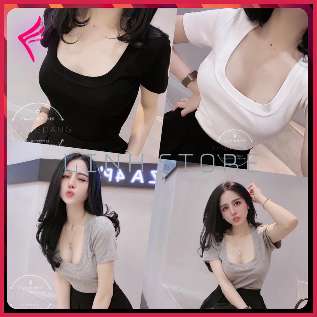 ( Mới ) Áo Thun Nữ 💎SALE💎 Trơn Tay Ngắn Cổ Vuông Freesize Bozip body kiểu dáng Hàn Quốc chất liệu nỉ nhập khẩu Cao Cấp