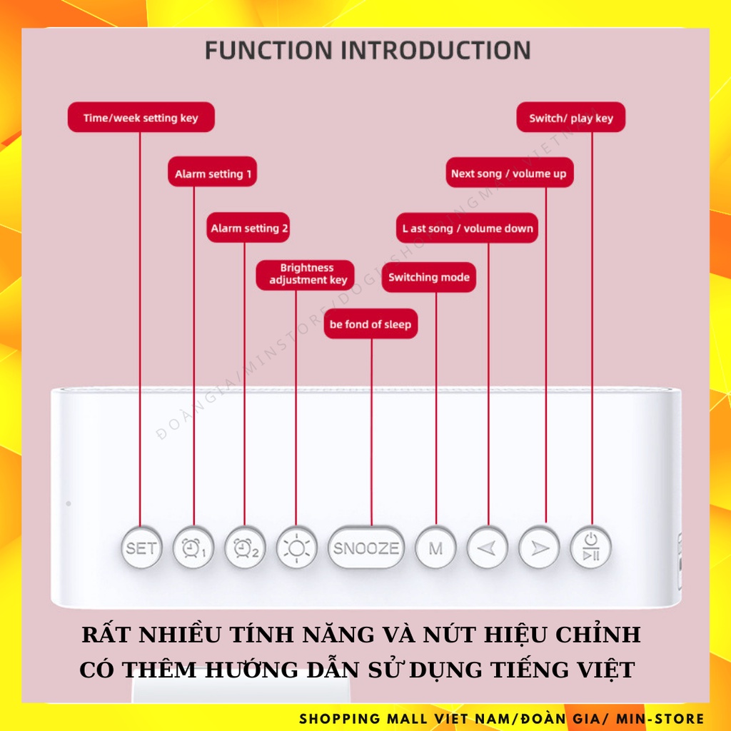 Loa bluetooth kết hợp đồng hồ đa chức năng G10 có báo thức, hiển thị nhiệt độ, phát nhạc, đài FM, cắm thẻ nhớ, Jack 3,5m