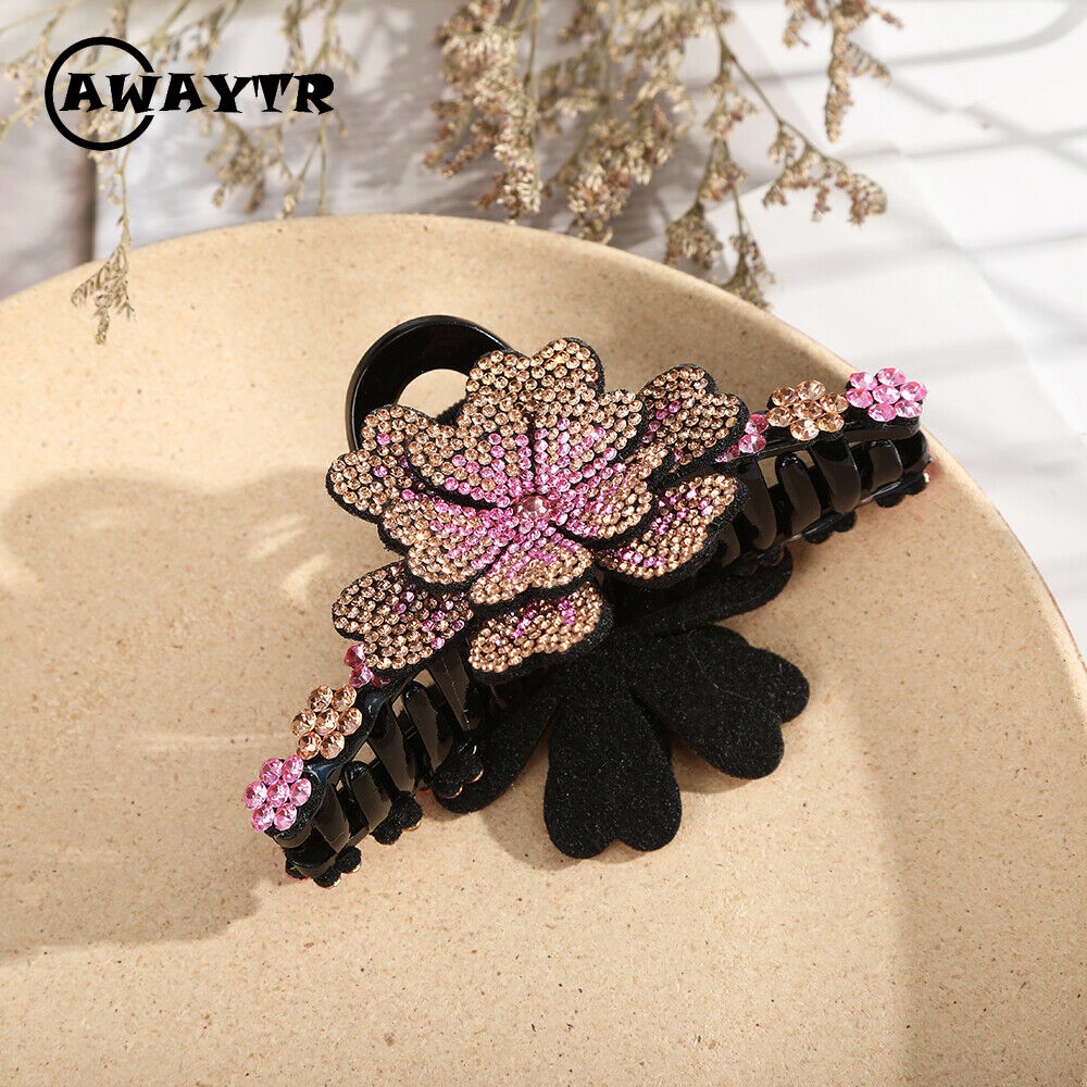 Kẹp tóc hình hoa đính đá thiết kế mới thời trang sang trọng dành cho nữ