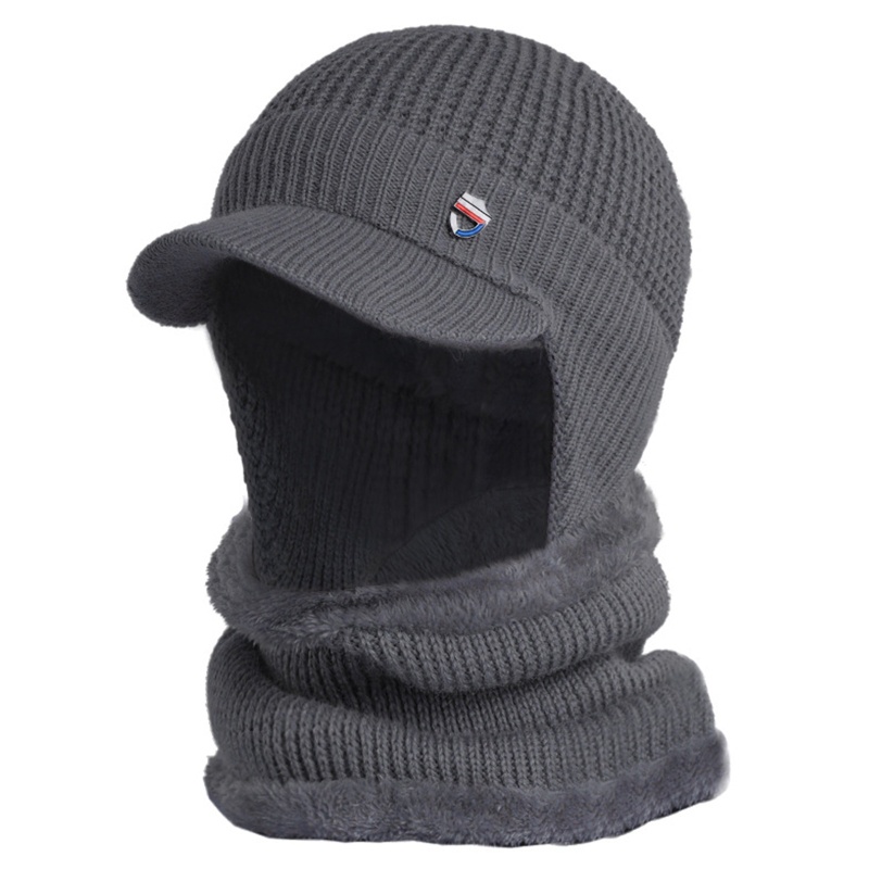 Set 2 Mũ Beanie Kèm Khăn Choàng Cổ Giữ Ấm Mùa Đông Thời Trang Cho Nam