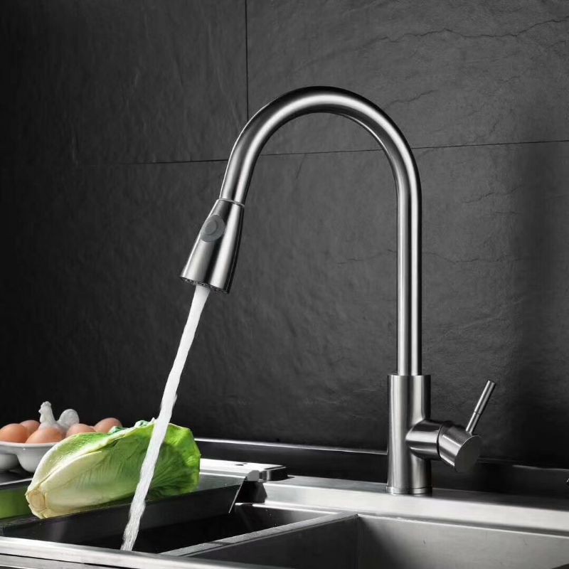 [ Malaysia ] Vòi nước rửa chén bát Nóng lạnh inox 304- Vòi rửa chén dây rút đa năng