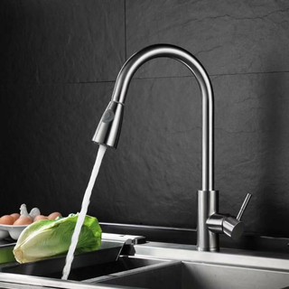 [ Malaysia ] Vòi nước rửa chén bát Nóng lạnh inox 304- Vòi rửa chén dây rút đa năng