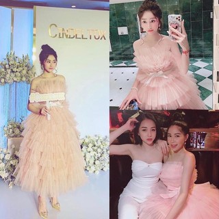 đầm maxi lưới tầng dự tiệc