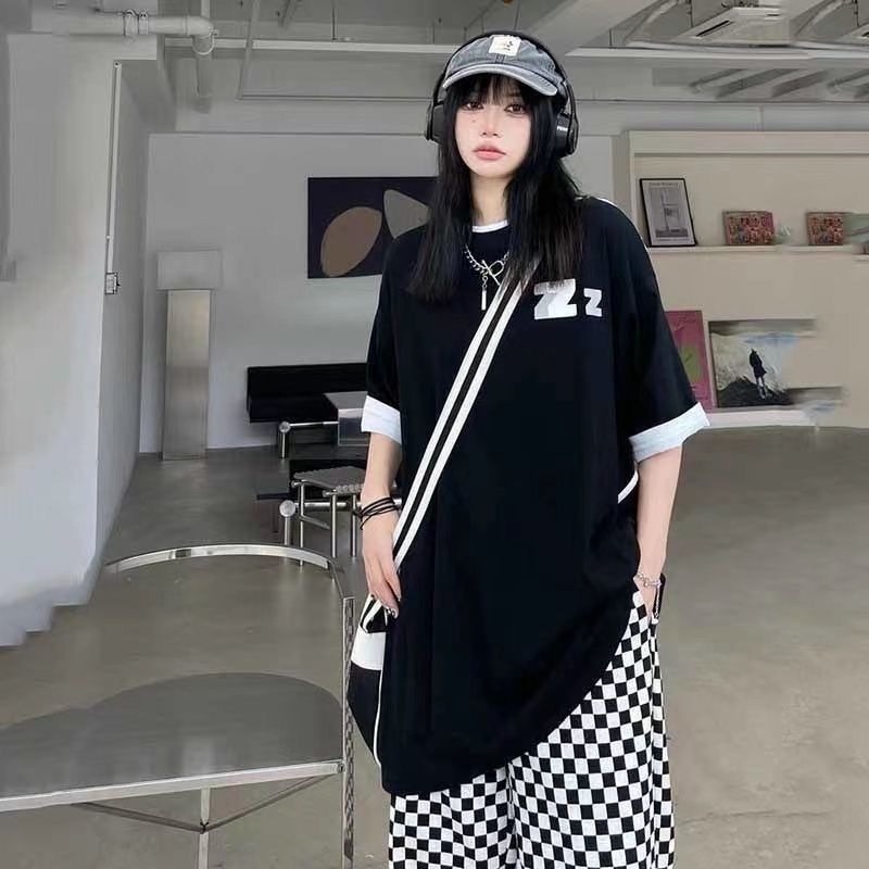 Áo Thun Tay Ngắn Dáng Rộng In Chữ Và Trái Tim Thời Trang Mùa Hè Mới Phong Cách Hàn Quốc Cho Nữ