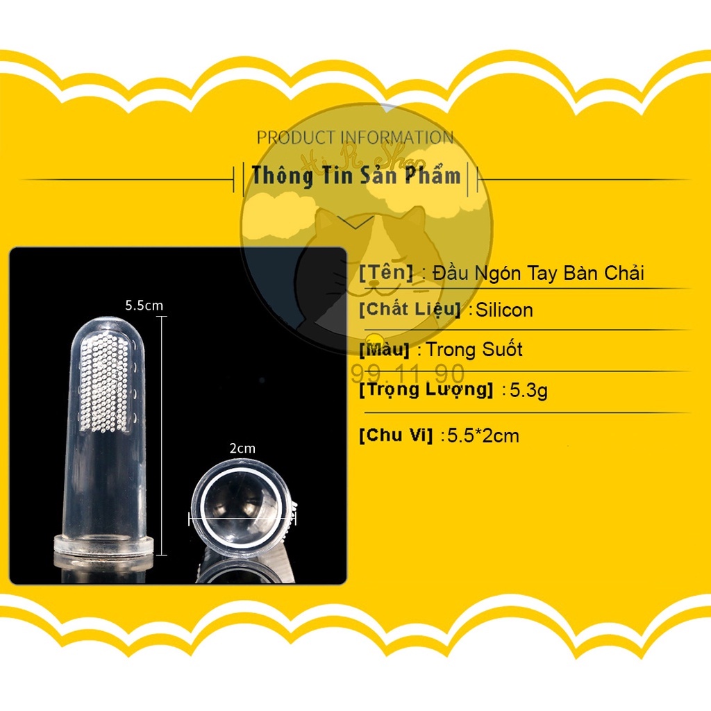 Bàn Chải Đánh Răng Silicone Mềm Gắn Ngón Tay Cho Thú Cưng