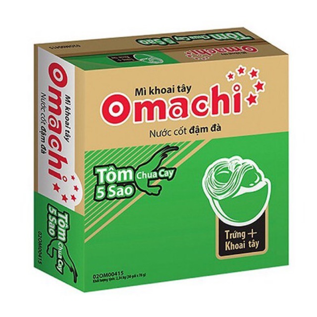 Thùng Mì khoai tây Omachi tôm chua cay 30 gói