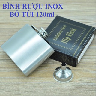Bình hip flask đựng rượu inox bỏ túi 4oz siêu nhỏ gọn, dung tích 120ml