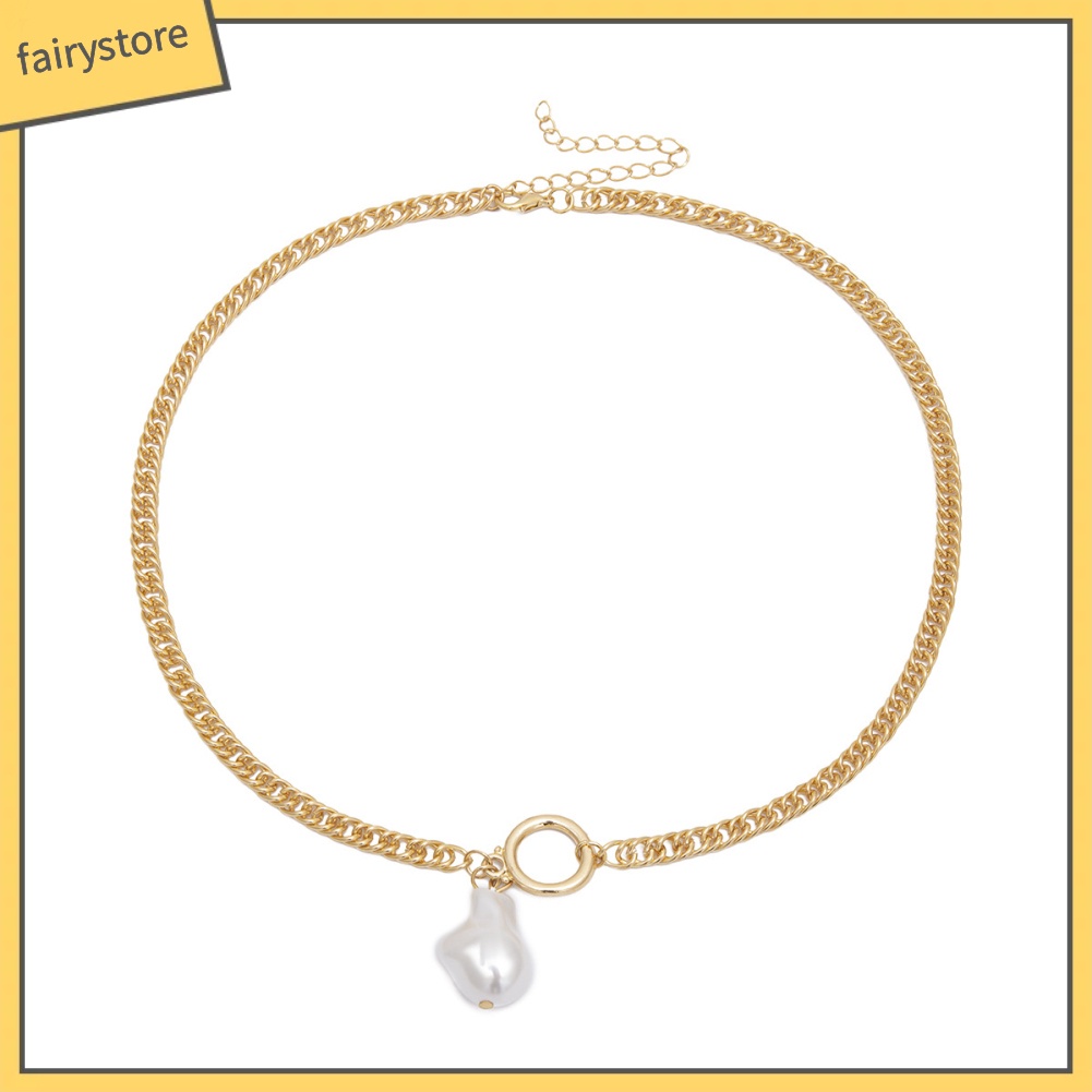 Dây Chuyền Mặt Hình Tròn Đính Ngọc Trai Nhân Tạo Thời Trang Dành Cho Nữ