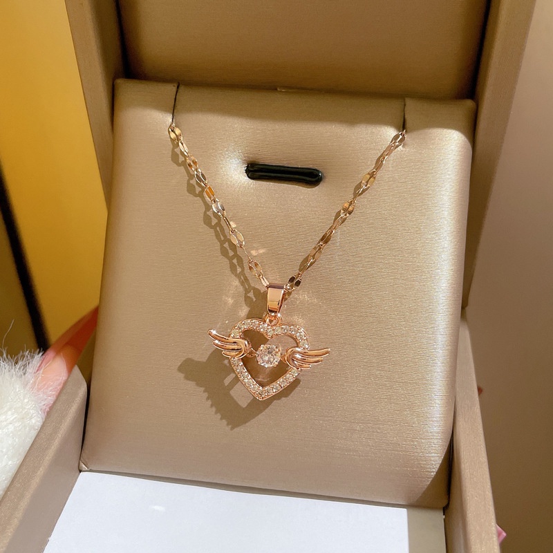 Vòng cổ Bằng Thép Không Gỉ Mặt Hình Trái Tim Chống Thấm Nước Không Gây Dị Ứng Thời Trang Cho Nữ