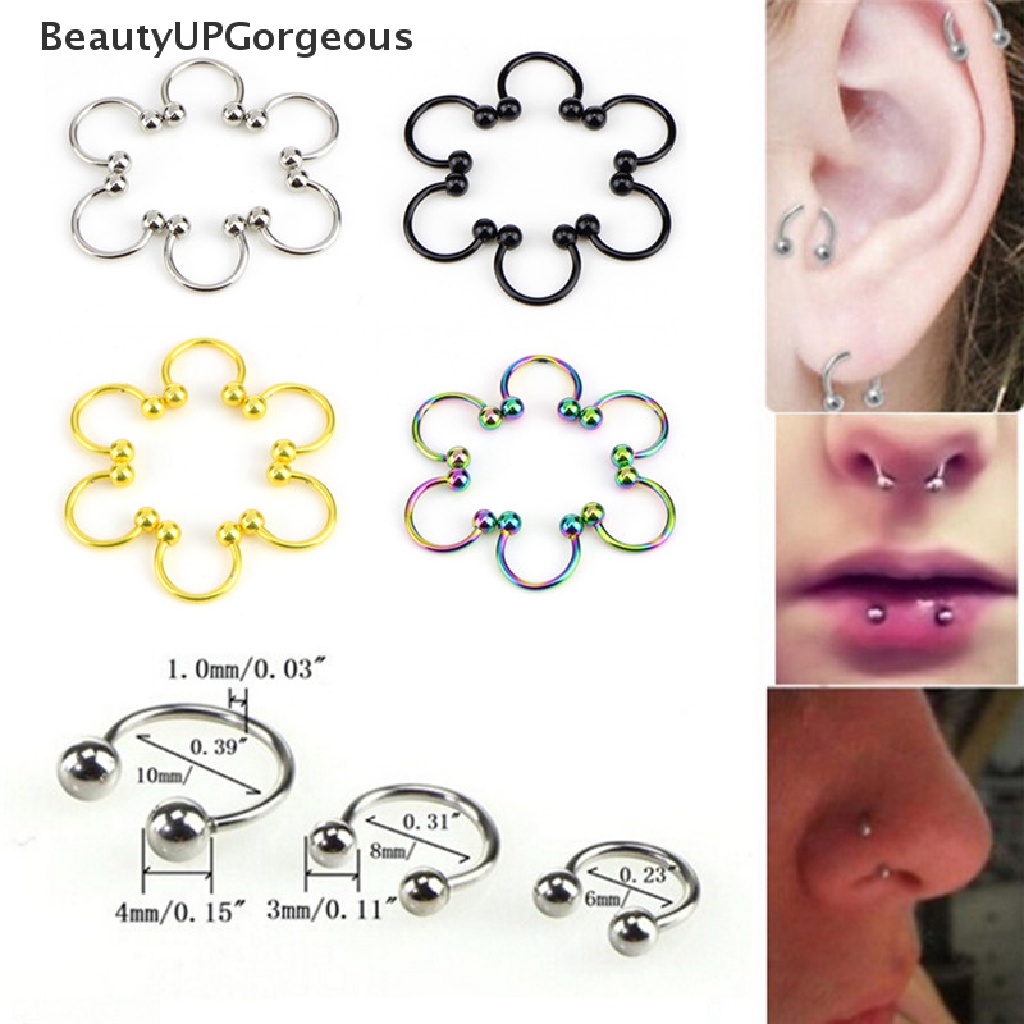 Set 10 Khuyên Mũi / Môi / Tai / Mũi Bằng Thép Không Gỉ Cá Tính