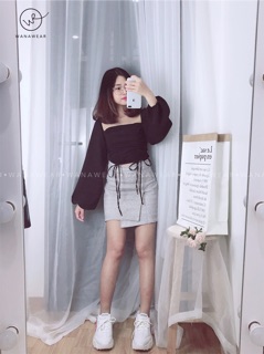 Áo croptop rút dây - nhiều màu