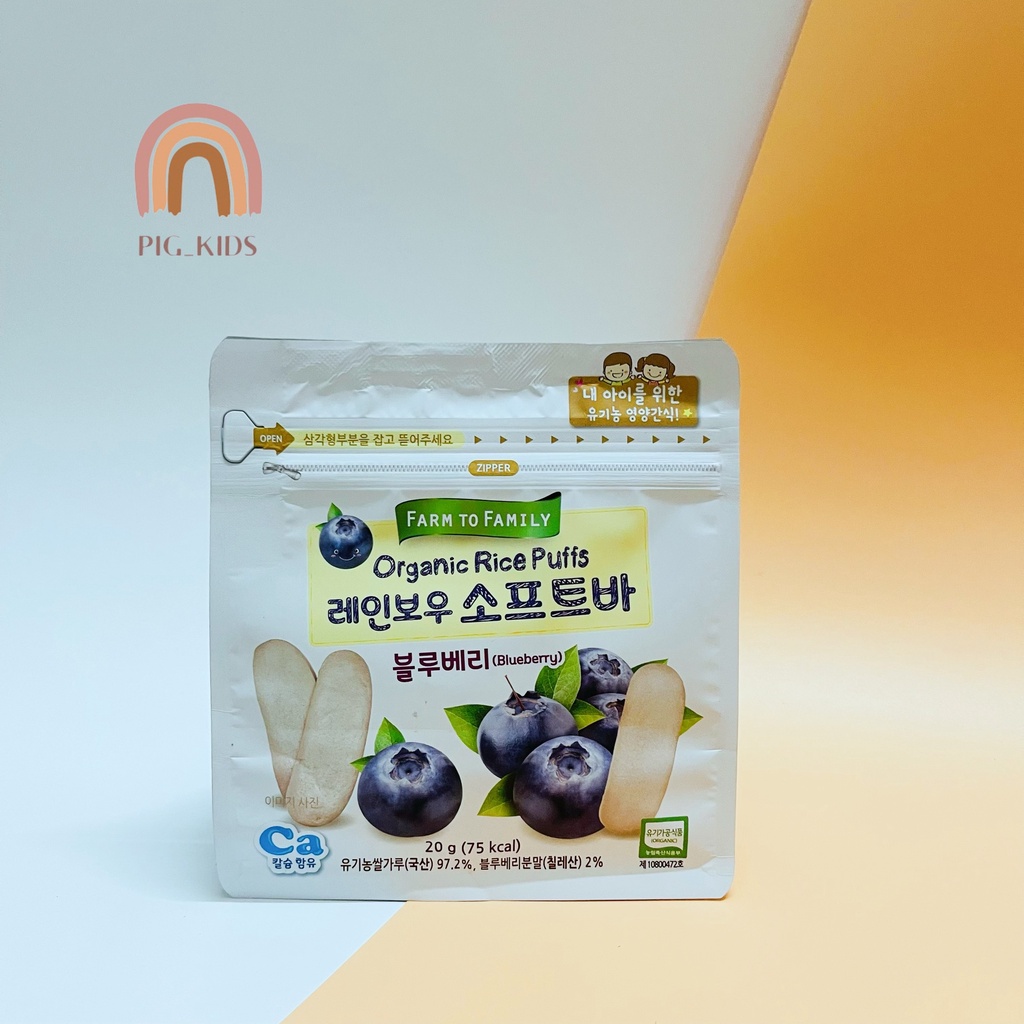 Bánh Gạo Thanh Ăn Dặm Hữu Cơ Bổ Sung Canxi Hãng Farm To Family 20gr