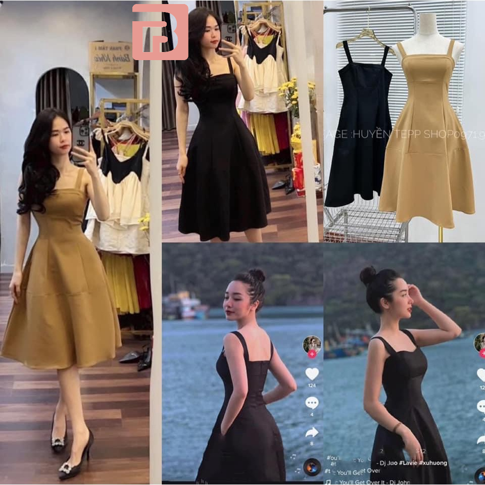Váy 2 dây cúp ngực dáng xoè basic QA080