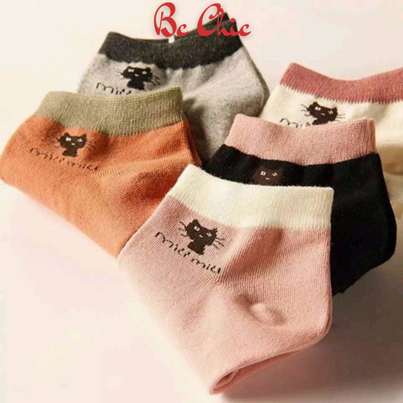 Combo 5 đôi tất mèo cổ ngắn trộn màu BC_CHIC LINGERIE