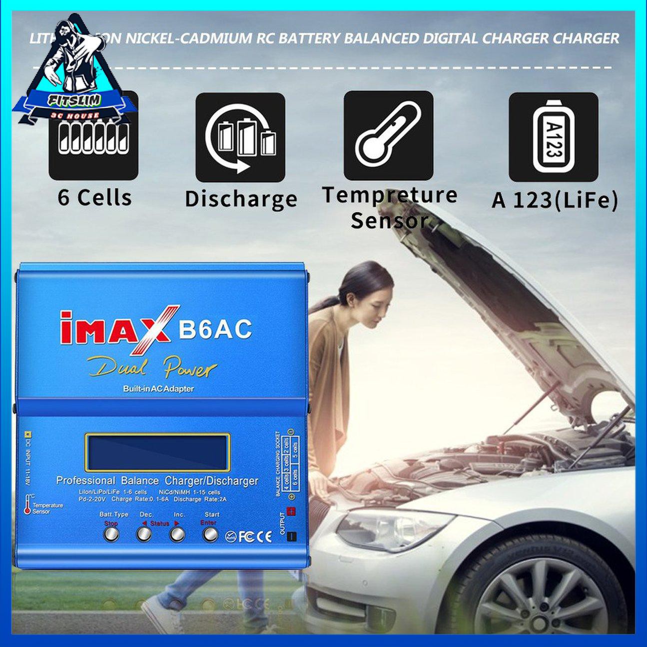 Bộ sạc cân bằng pin iMAX B6 AC B 6AC Lipo NiMH 3S RC màu xanh của sở thích RC