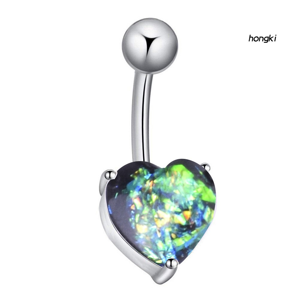 (Hàng Mới Về) 1 Khuyên Rốn Hình Trái Tim Đính Đá Mắt Mèo Giả Thời Trang Cho Nữ