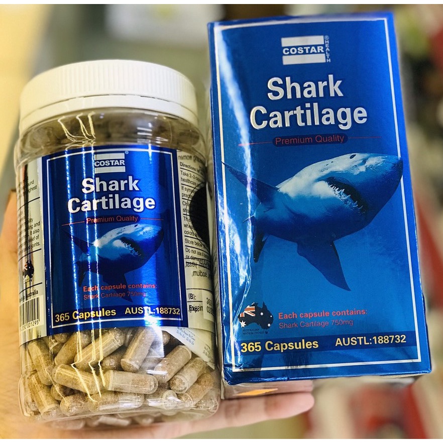 Hỗ trợ xương khớp Sụn Vi Cá Mập Costar 750mg Shark Cartilage 365 Viên Của Úc