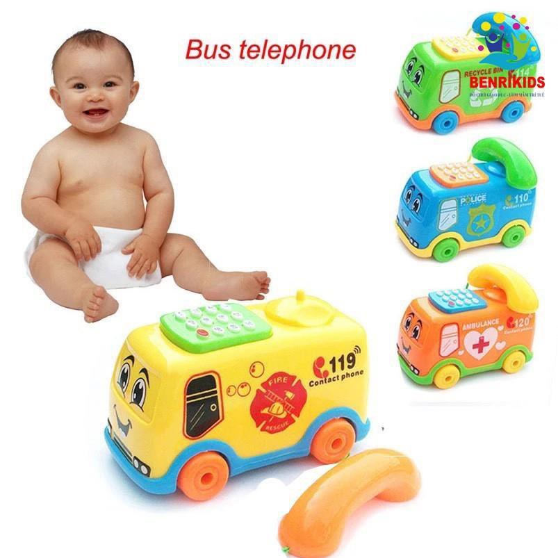Đồ Chơi Điện Thoại Hình Xe Bus Ngộ Nghĩnh Phát Nhạc Đèn Vui Nhộn