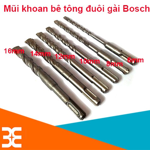 Bộ 4 mũi khoan bê tông đuôi gài BOSCH đường kính 6,8,10,12mm Loại Dài 16Cm Chất Lượng Cao