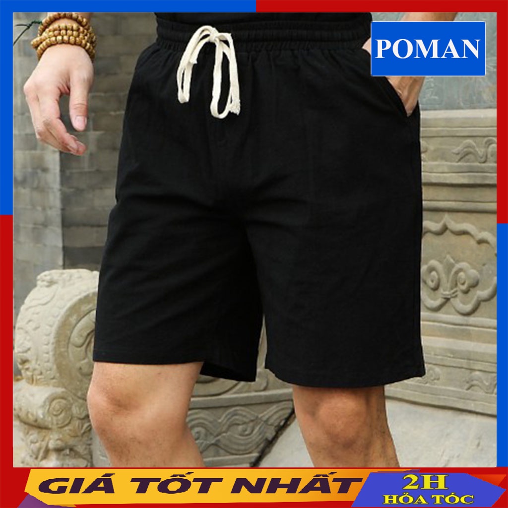 Quần đùi nam chất đũi thoáng mát, Quần đũi nam thể thao phong cách hàn quốc QD05 - POMAN