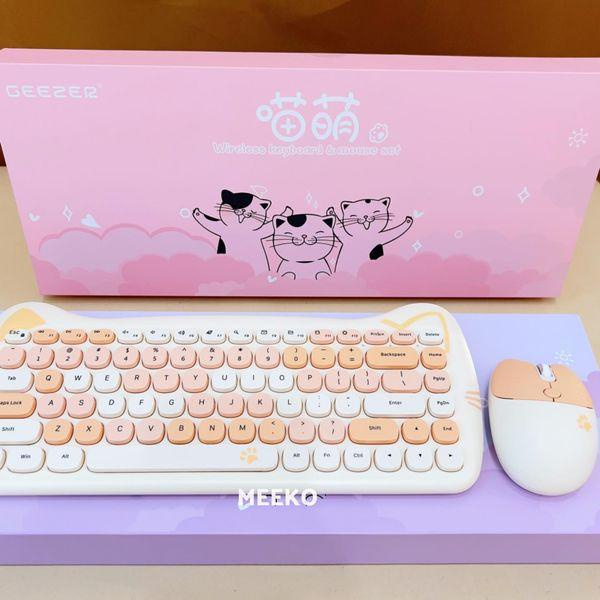 Combo bàn phím kèm chuột không dây tai mèo Mimi kết nối chip USB MEEKO