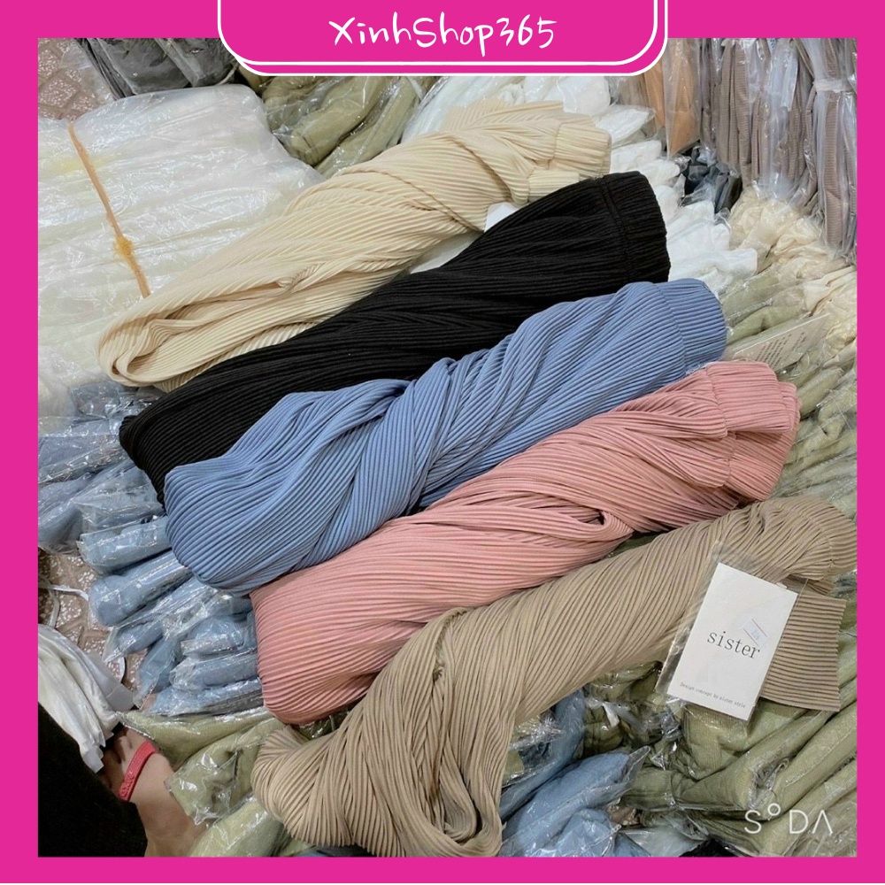 Quần dập ly ống rộng nữ, cạp chun vải tăm lạnh ít nhăn thoáng mát, có phom to LY001 XinhShop365