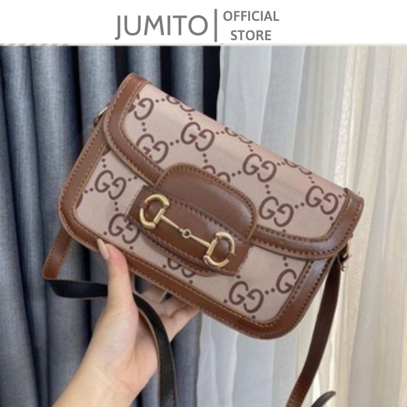 Túi xách nữ viền da nâu đeo chéo đeo vai thời trang 2023 JUMITO T1.021