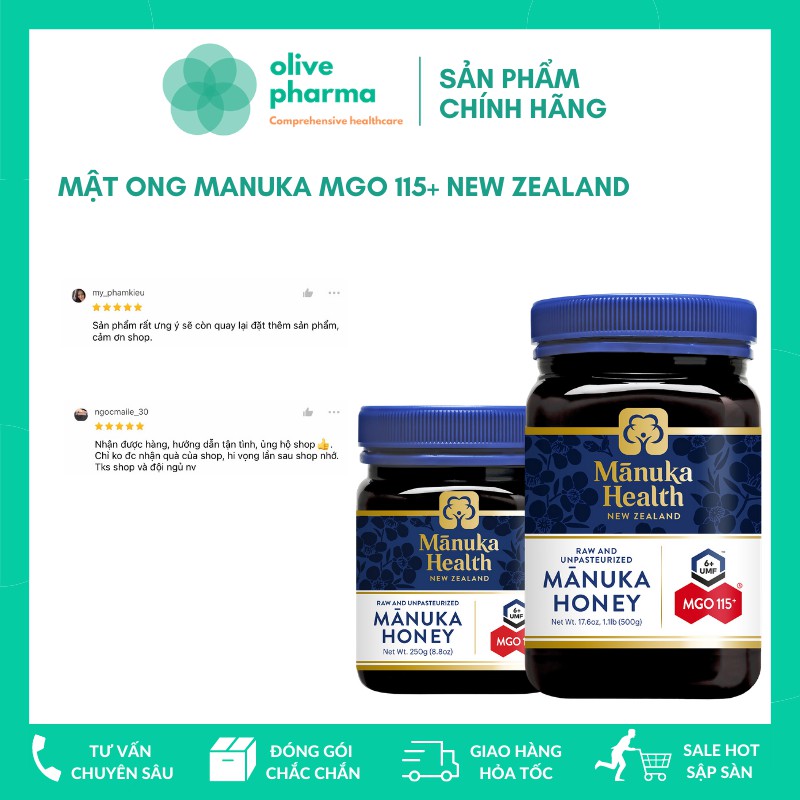 Mật ong MANUKA New Zealand MGO 100+ 500gr/ 250gr Manuka Health Honey Mật ong Úc UMF Kfactor