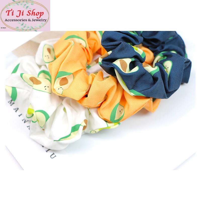 Dây cột tóc vải scrunchies quả bơ