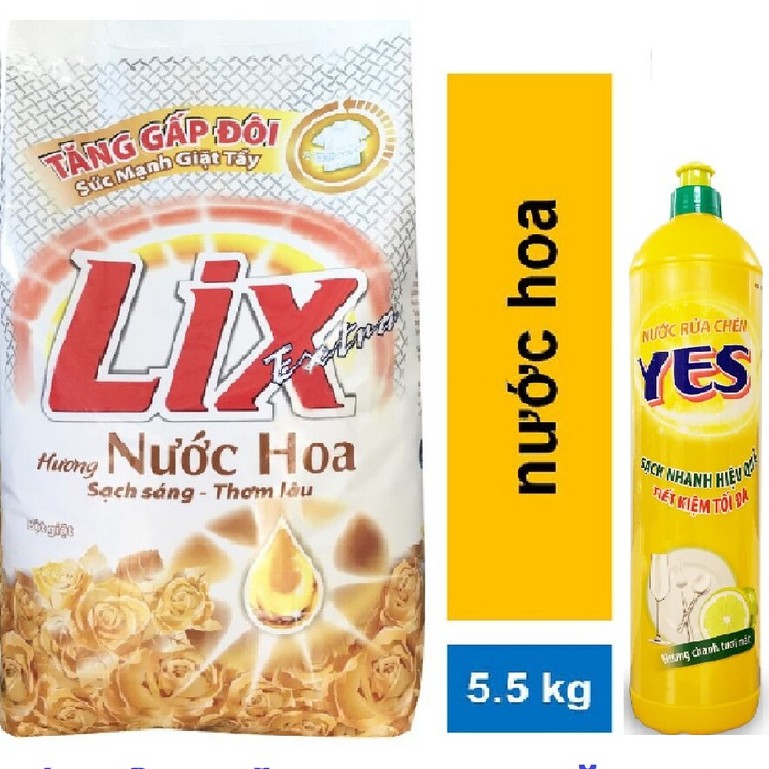 Bột giặt Lix Extra Hương hoa 5,5 kg tặng NRC Yes 750g