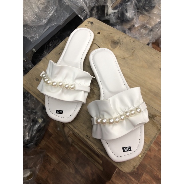 Dép Nữ Quai Gấp Đính Ngọc - Luxury