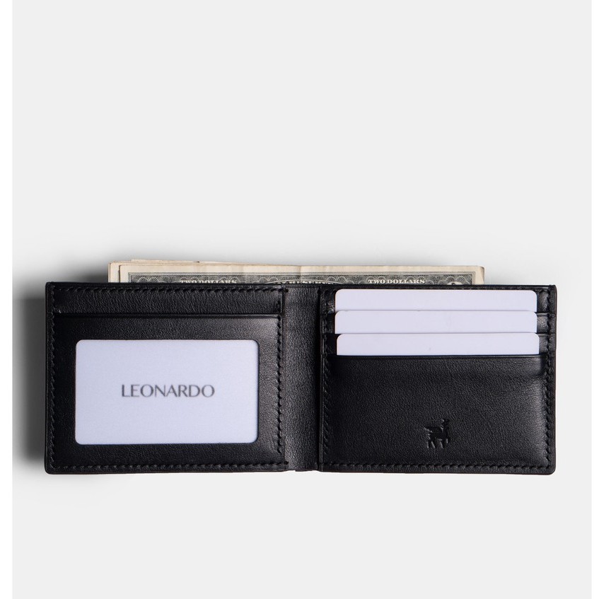 Ví Da Nam Gập Đôi (2 Dáng) Leonardo - Mini Mori Wallet - Da Vachetta Cao Cấp Bền Bỉ