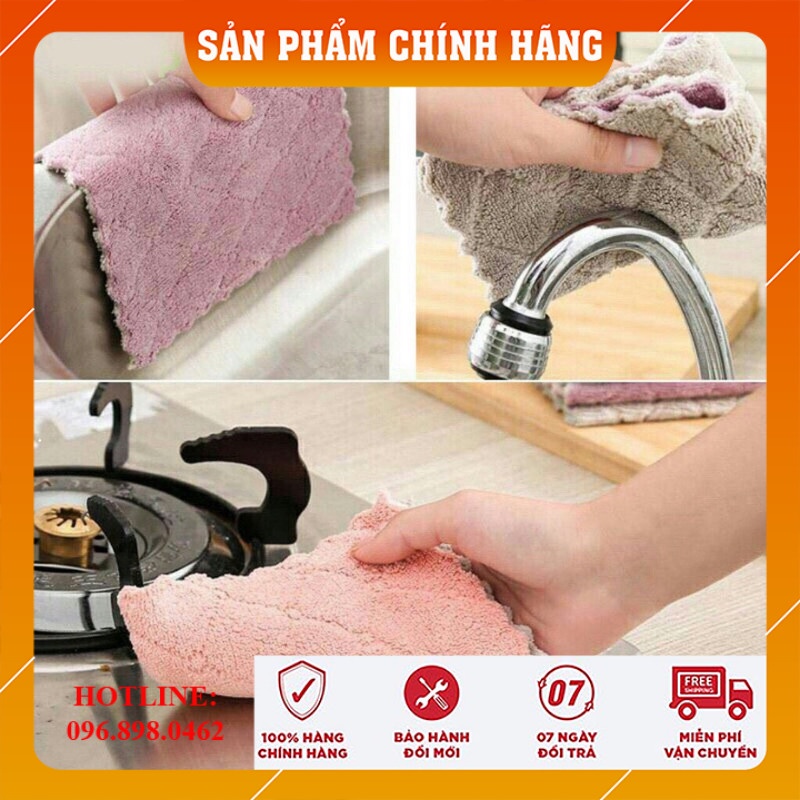 Khăn lau đa năng bếp, bát đĩa, cốc chén thấm nước chống dính dầu mỡ hai mặt loại to 15x26cm