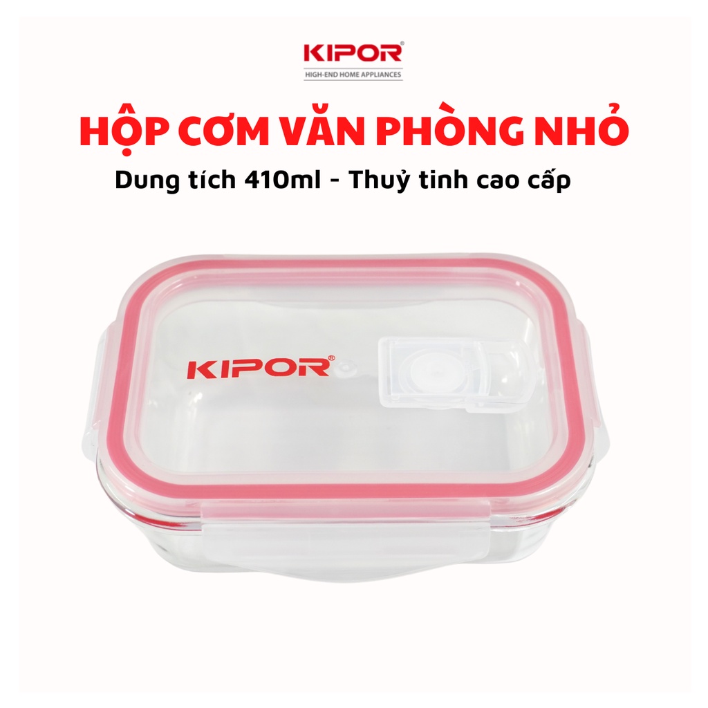 Hộp cơm văn phòng KIPOR KP-G154 - Thuỷ tinh cao cấp, dùng được trong lò vi sóng - Nhỏ gọn, tiện lợi - Hàng chính hãng